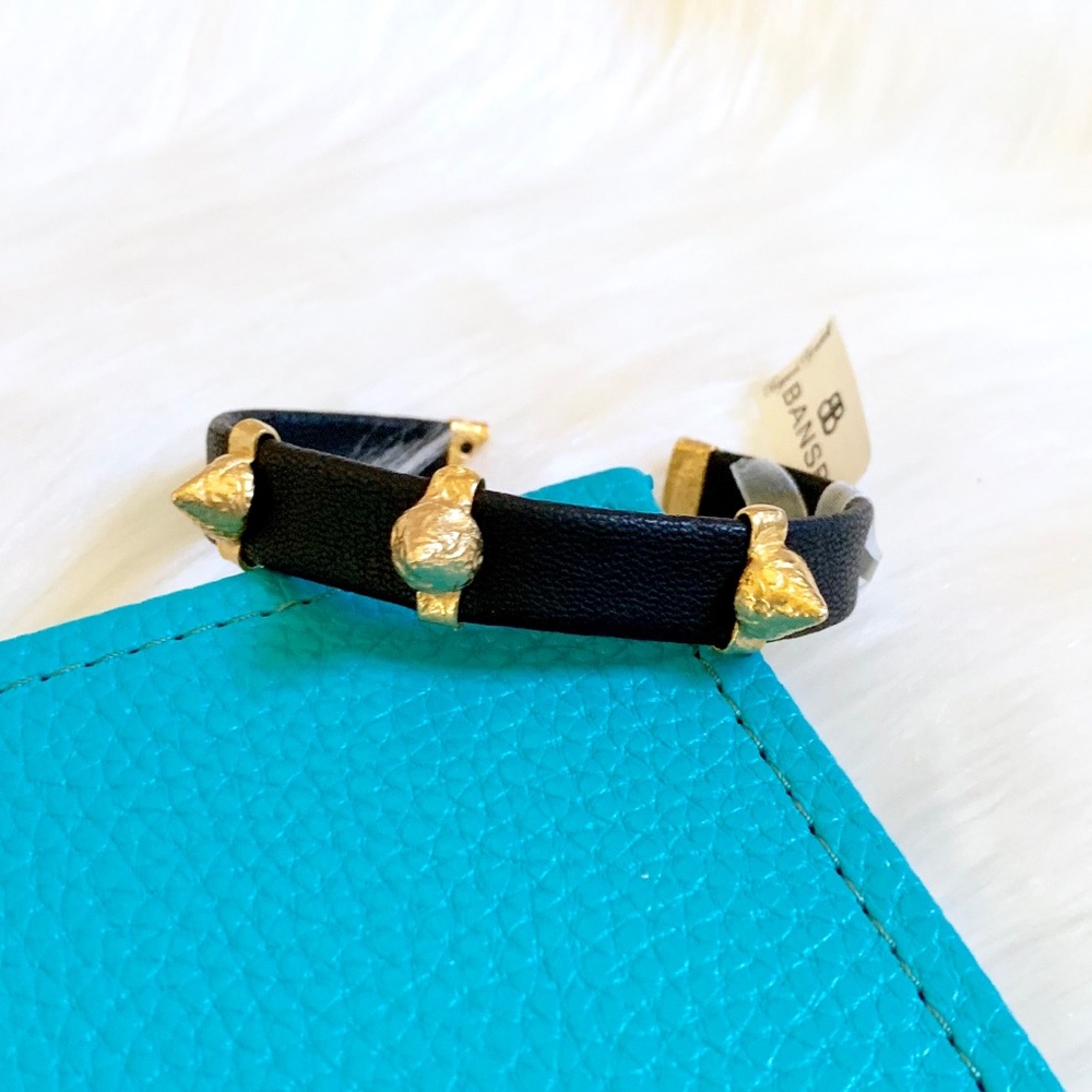 Bansri Black Faux Leather Cone Studded Cuff